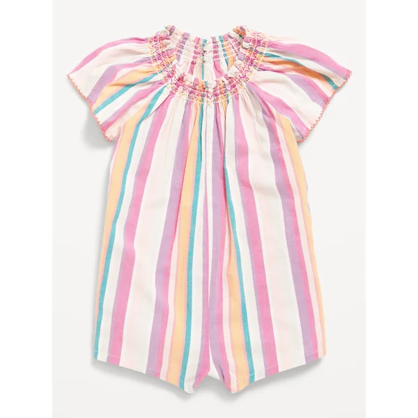 Printed Flutter-Sleeve One-Piece Romper for Baby - Multi Stripe