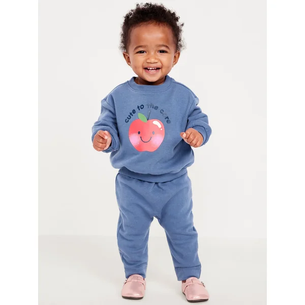 Printed French Terry Sweatshirt and Leggings Set for Baby - APPLE