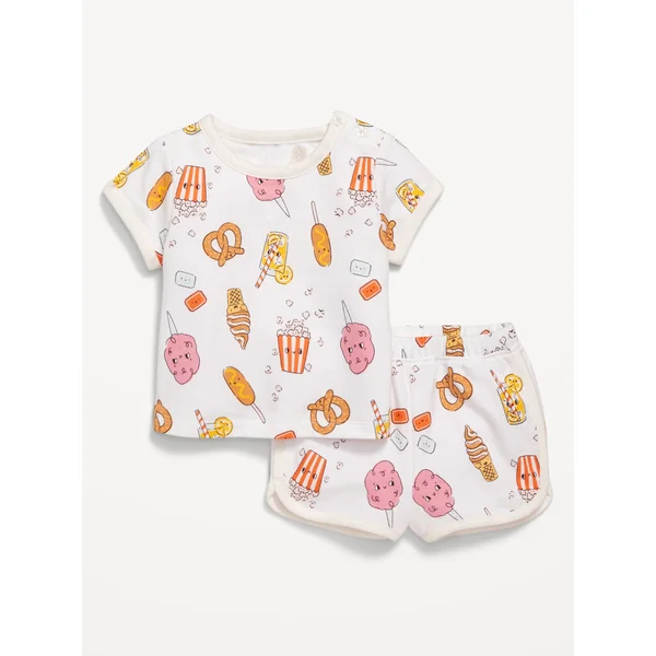 Printed French-Terry Ringer T-Shirt and Shorts Set for Baby - Movie