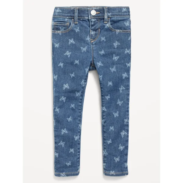 Printed High-Waisted Rockstar 360° Stretch Jeggings for Toddler Girls - White Butterfly