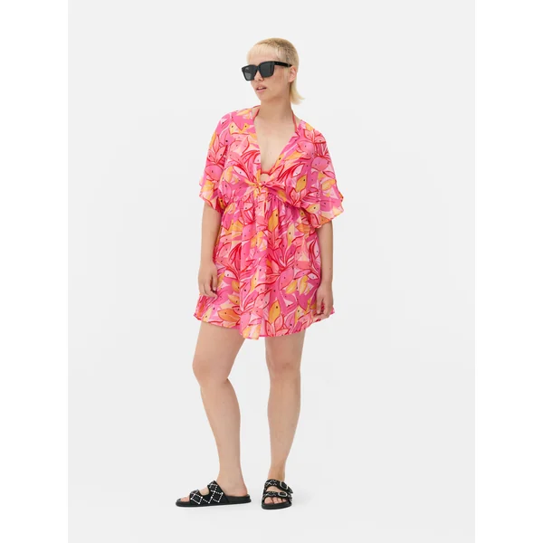 Printed Kaftan - Dark Pink