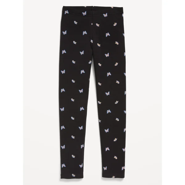 Printed Leggings for Girls - Black Butterfly