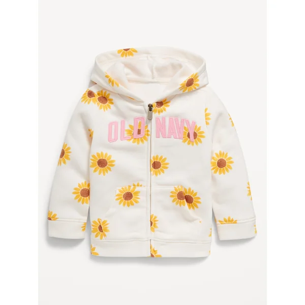 Printed Logo-Graphic Zip Hoodie for Baby - Sunflower