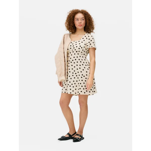 Printed Mini Dress - Cream