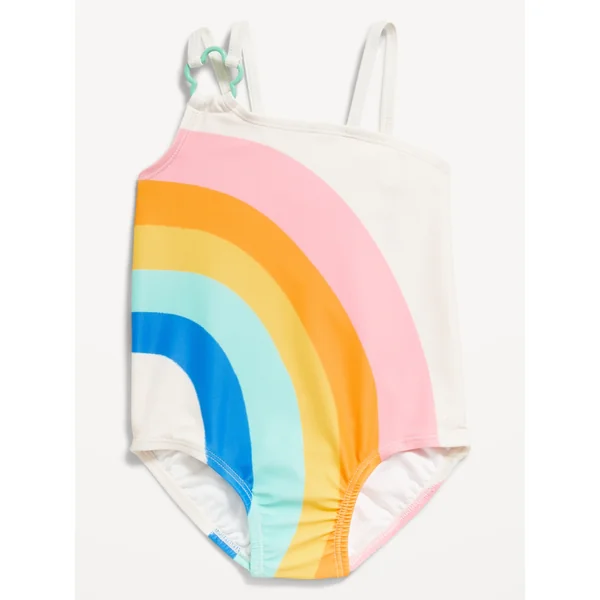 Printed One-Piece Swimsuit for Toddler Girls - Rainbow