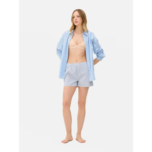 Printed Pajama Shorts - Light Blue