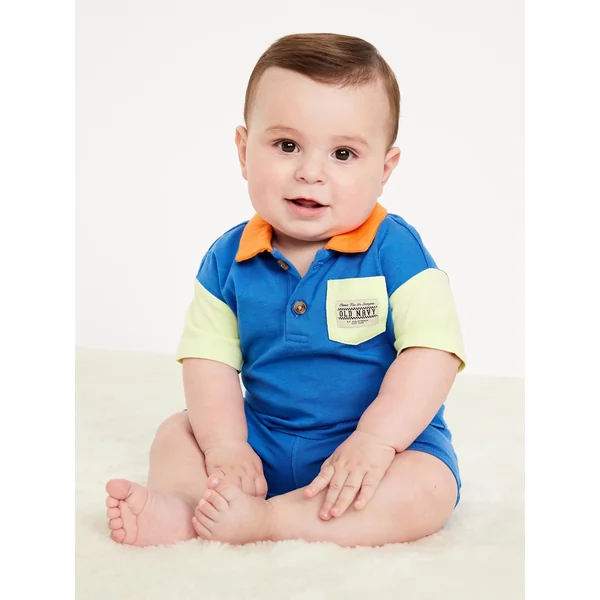 Printed Polo Shirt and Shorts Set for Baby - HYDRO BLUE