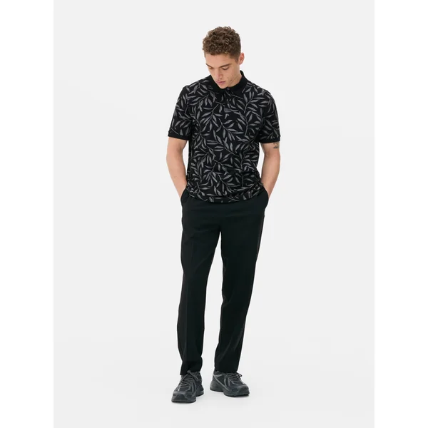 Printed Polo Shirt - Black