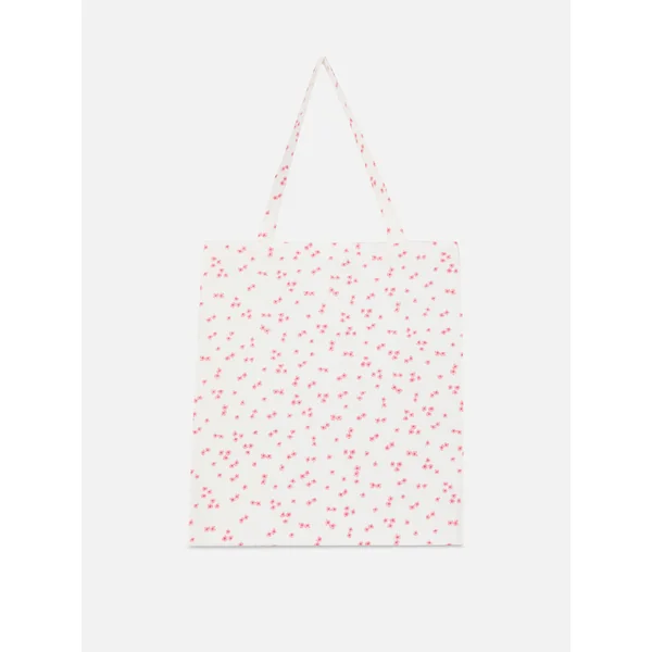 Printed Reusable Canvas Shopper - White