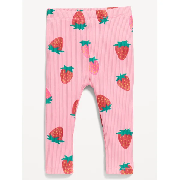 Printed Rib-Knit Leggings for Baby - Strawberry
