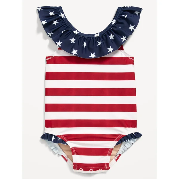 Printed Ruffle-Trim One-Piece Swimsuit for Baby - Americana