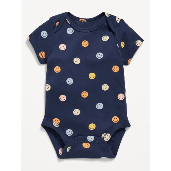 Printed Short-Sleeve Bodysuit for Baby - Smiley