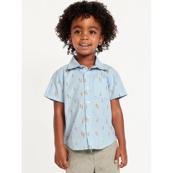 Printed Short-Sleeve Oxford Shirt for Toddler Boys - Carrot