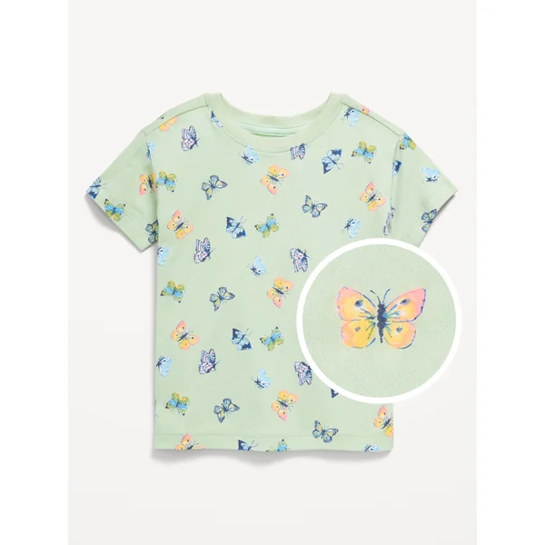Printed Short-Sleeve T-Shirt for Toddler Girls - Blue Butterfly