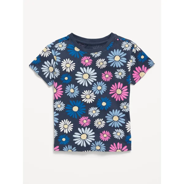 Printed Short-Sleeve T-Shirt for Toddler Girls - Navy Floral