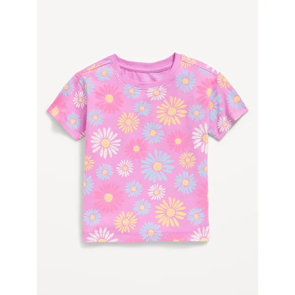 Printed Short-Sleeve T-Shirt for Toddler Girls - Purple Daisy