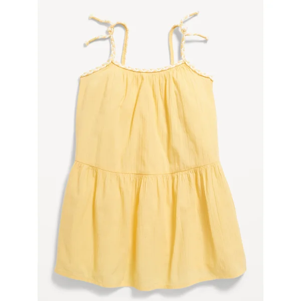 Printed Sleeveless Crinkle Crepe Tiered Dress for Toddler Girls - Golden Aura