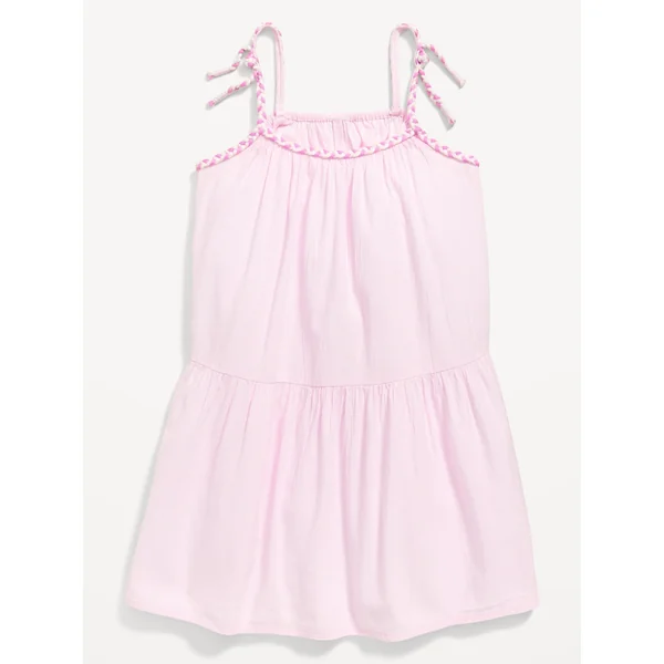 Printed Sleeveless Crinkle Crepe Tiered Dress for Toddler Girls - Tiny Dancer