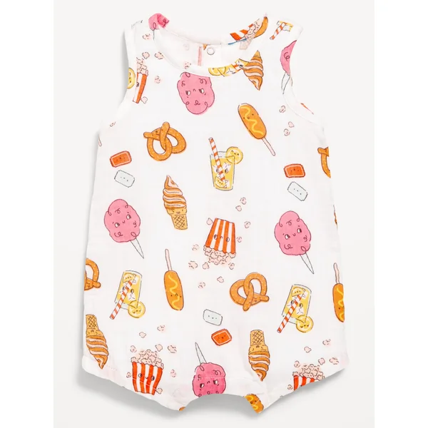 Printed Sleeveless Double-Weave One-Piece Romper for Baby - Movie