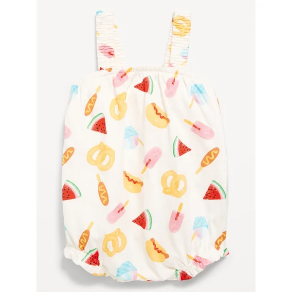 Printed Sleeveless One-Piece Romper for Baby - Food