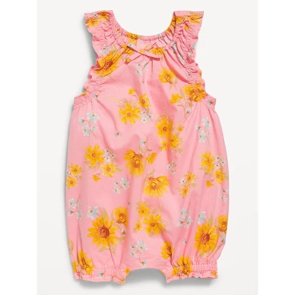 Printed Sleeveless One-Piece Romper for Baby - Pink Floral