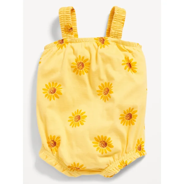 Printed Sleeveless One-Piece Romper for Baby - Sunflower