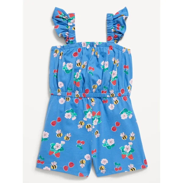 Printed Sleeveless Romper for Toddler Girls - Bumblebee