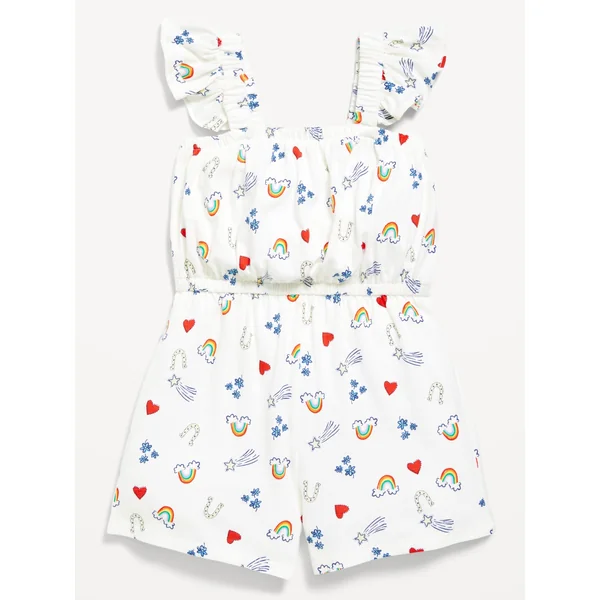 Printed Sleeveless Romper for Toddler Girls - Doodles
