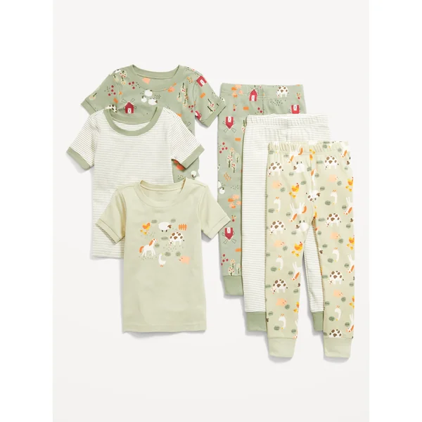 Printed Snug-Fit Pajama 6-Piece Set for Toddler & Baby - Cows
