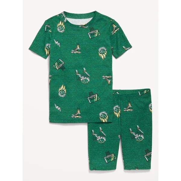 Printed Snug-Fit Pajama Set for Boys - GREEN MANGROVE