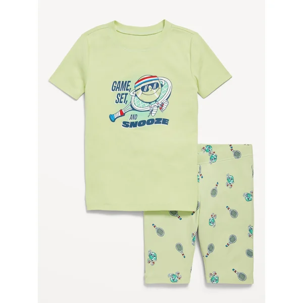 Printed Snug-Fit Pajama Set for Boys - Pale Citron