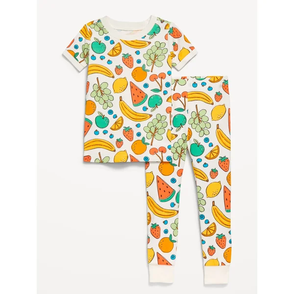 Printed Snug-Fit Pajama Set for Toddler & Baby - Mixed Fruit