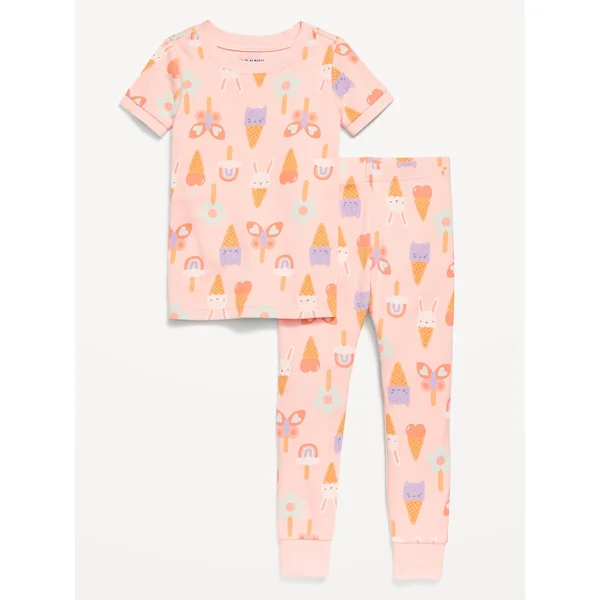 Printed Snug-Fit Pajama Set for Toddler & Baby - Pink Ice