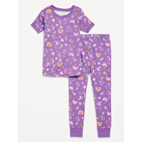 Printed Snug-Fit Pajama Set for Toddler & Baby - Purple Rain