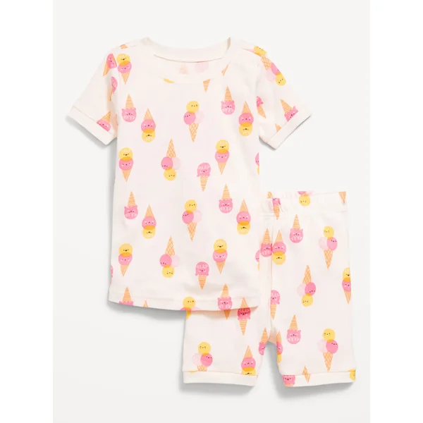 Printed Snug-Fit Pajama Set for Toddler & Baby - Strawberry Ice Cream