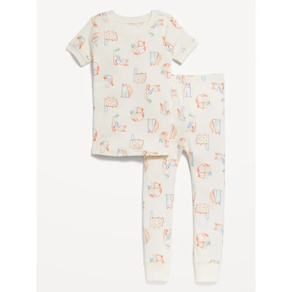 Printed Snug-Fit Pajama Set for Toddler Girls - Just Kitten