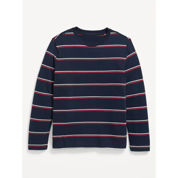 Printed Softest Long-Sleeve T-Shirt for Boys - Navy Stripe