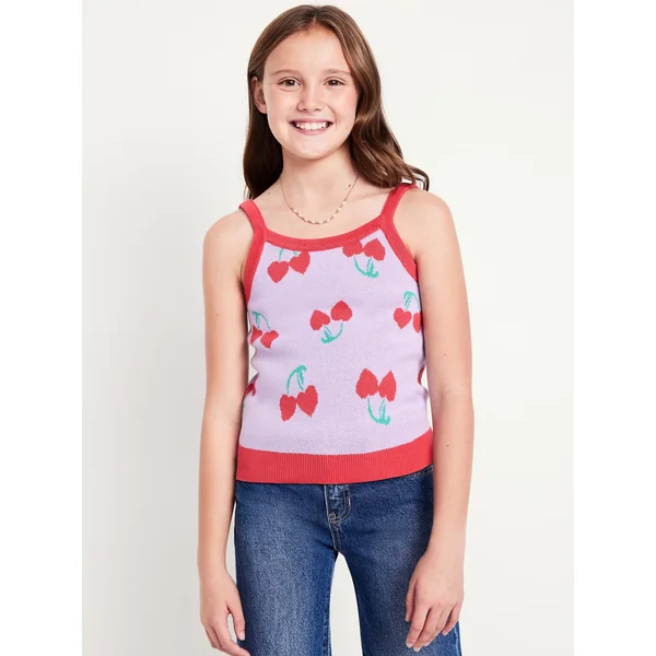 Printed Sweater Tank Top for Girls - Lavender Haven