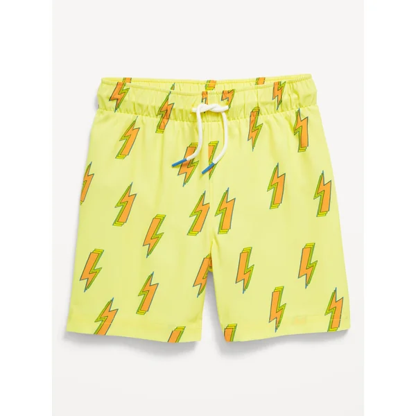 Printed Swim Trunks for Toddler Boys - White Lightning (Match The Fam)