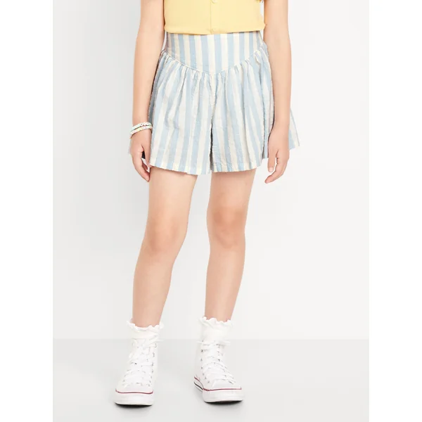 Printed Swing Culotte Shorts for Girls - Blue Stripe