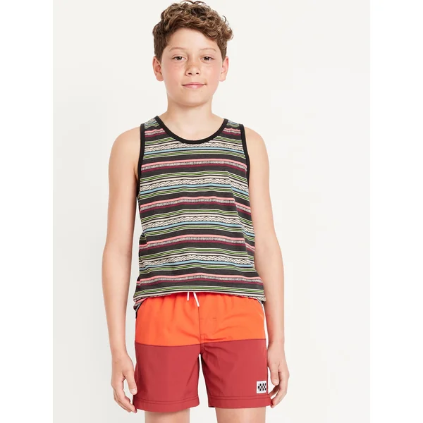 Printed Tank Top for Boys - Pink Stripe