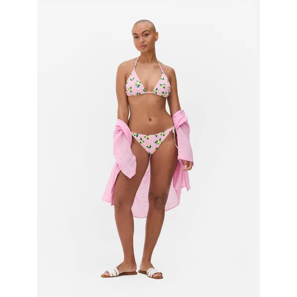 Printed Triangle Bikini Top - Light Pink