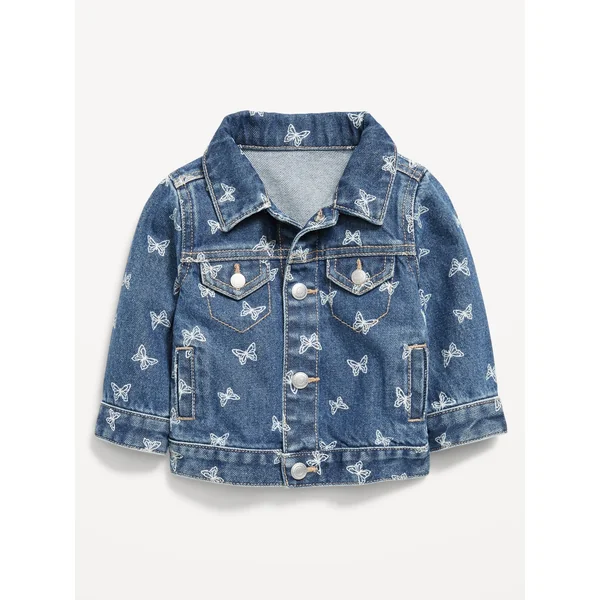 Printed Trucker Jean Jacket for Baby - Butterfly