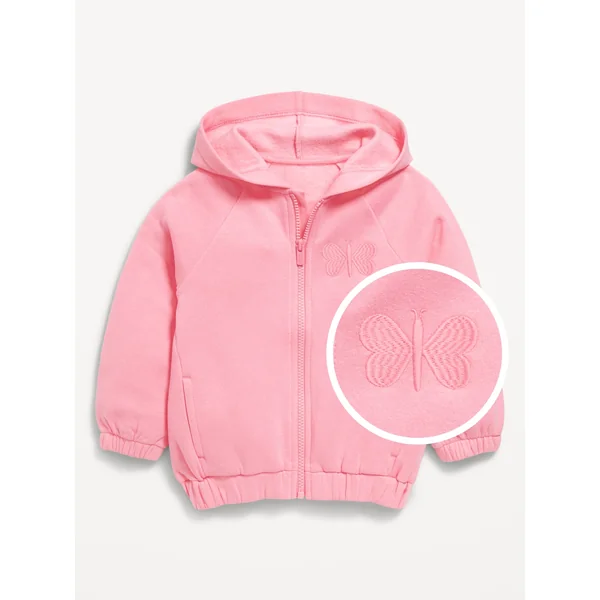Printed Zip Hoodie for Toddler Girls - Anemone Pink