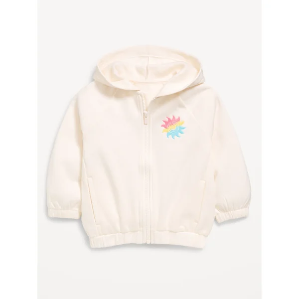 Printed Zip Hoodie for Toddler Girls - Sea Salt