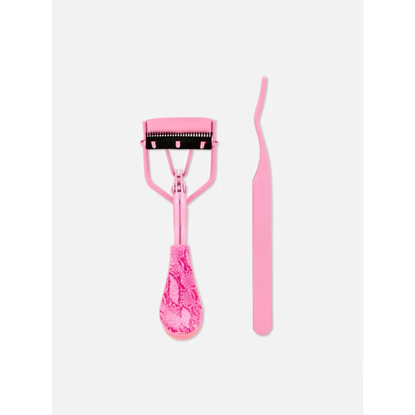 PS... Eyelash Curler and Tweezer Set - Hot Pink
