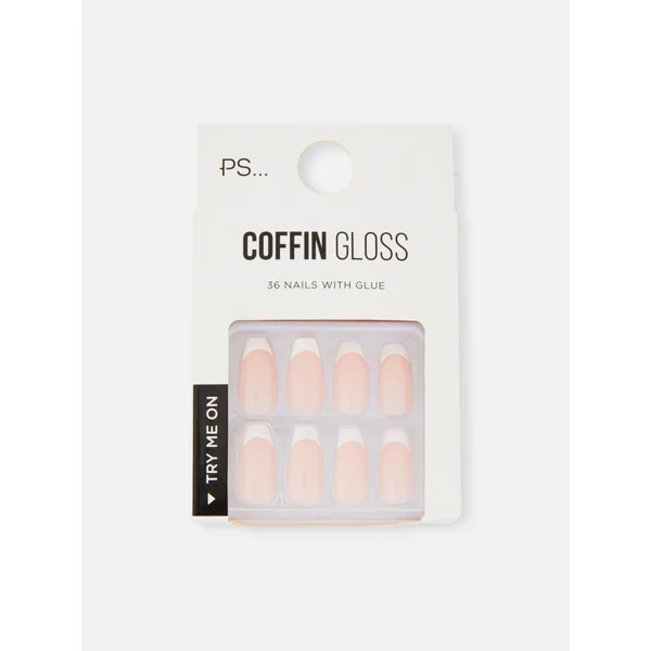 PS... Gloss Faux Nails - Nude