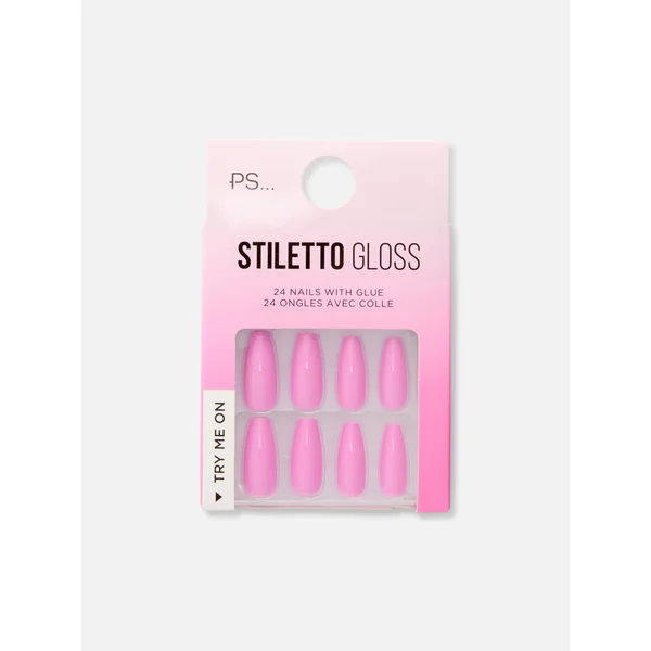 PS... Stiletto Gloss Faux Nails - Fuchsia