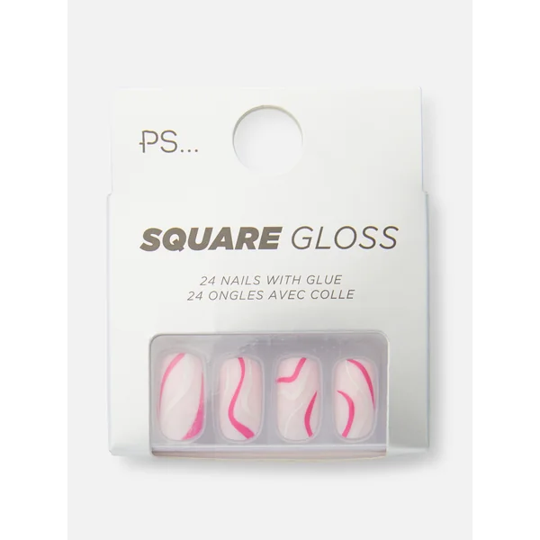 PS... Swirly Stick-On Faux Nails - Pink