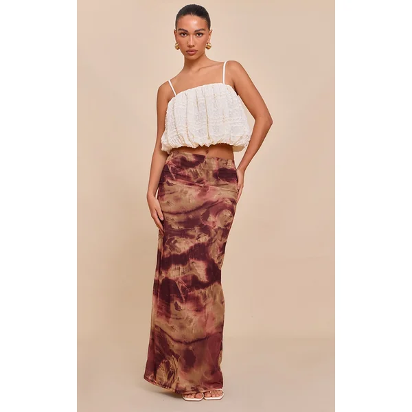 Purple Abstract Print Maxi Skirt